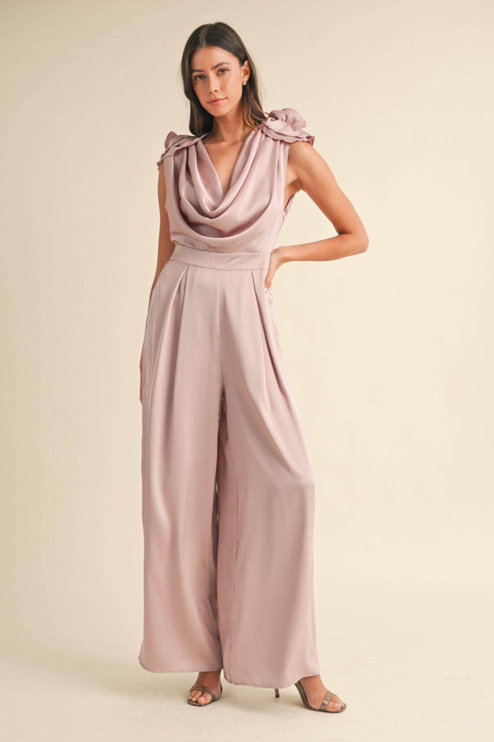 Floral Applique Neck Jumpsuit Set