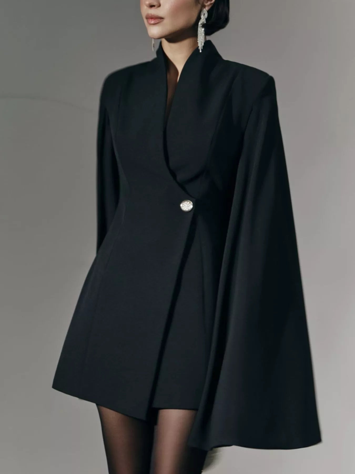 One Button Fitted Mini Blazer Dress