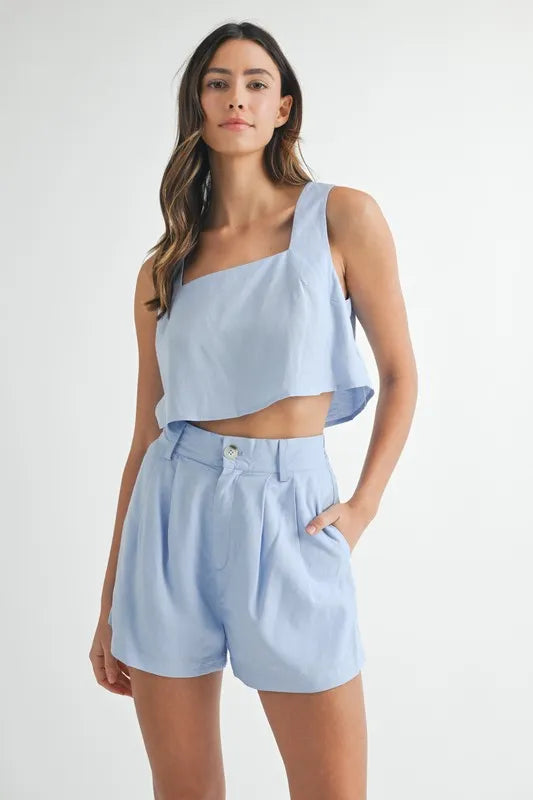 Sleeveless Crop Top and Shorts Set