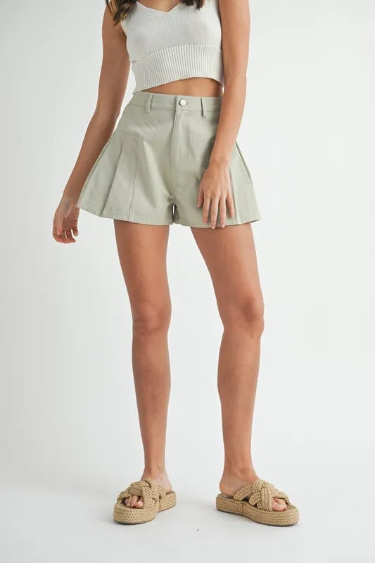 Pleated High Waist Shorts