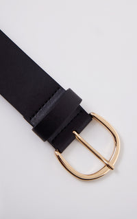 Black Basic Curved Buckle Waist Belt