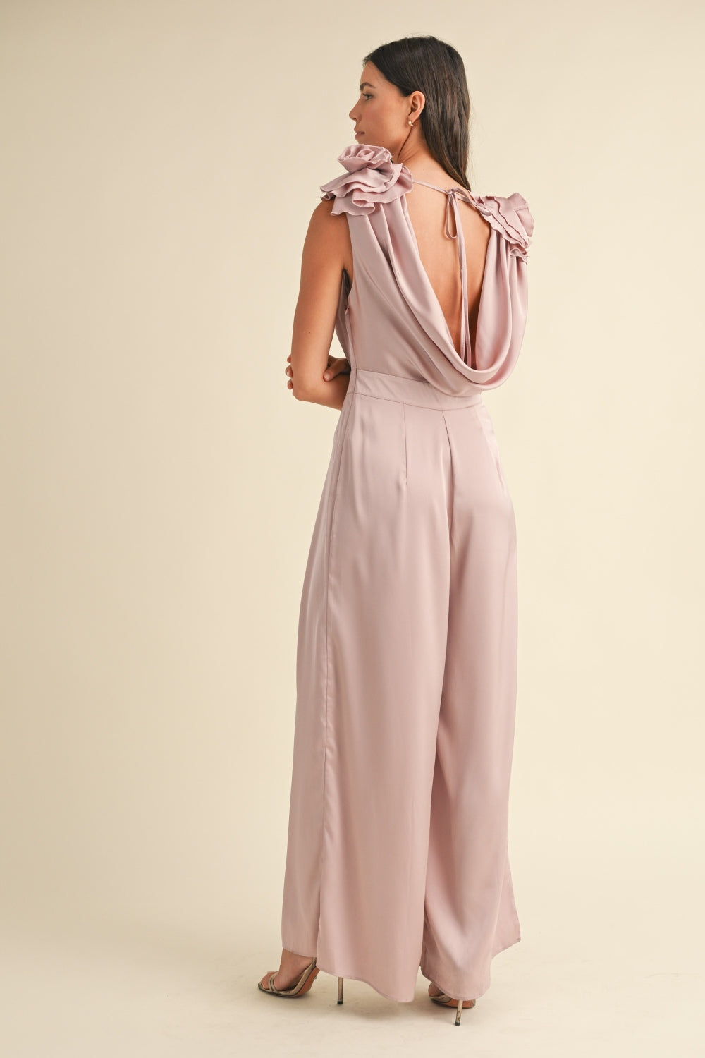 Floral Applique Neck Jumpsuit Set