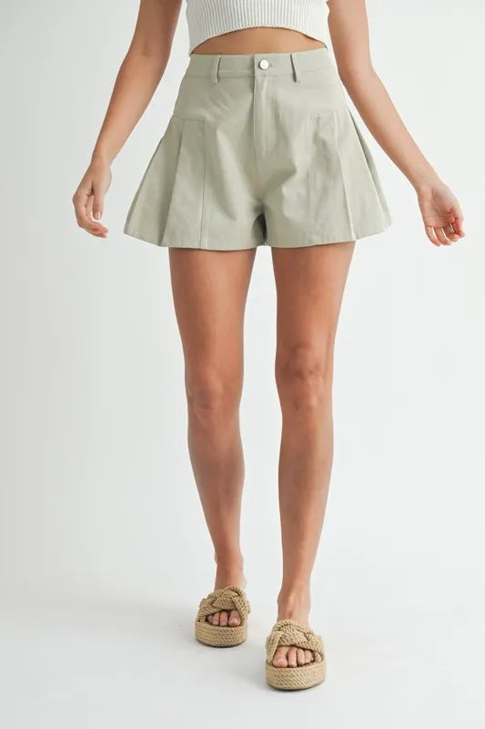 Pleated High Waist Shorts