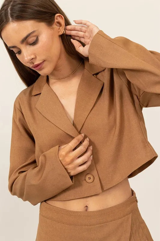 Cropped Button-Down Blazer Only