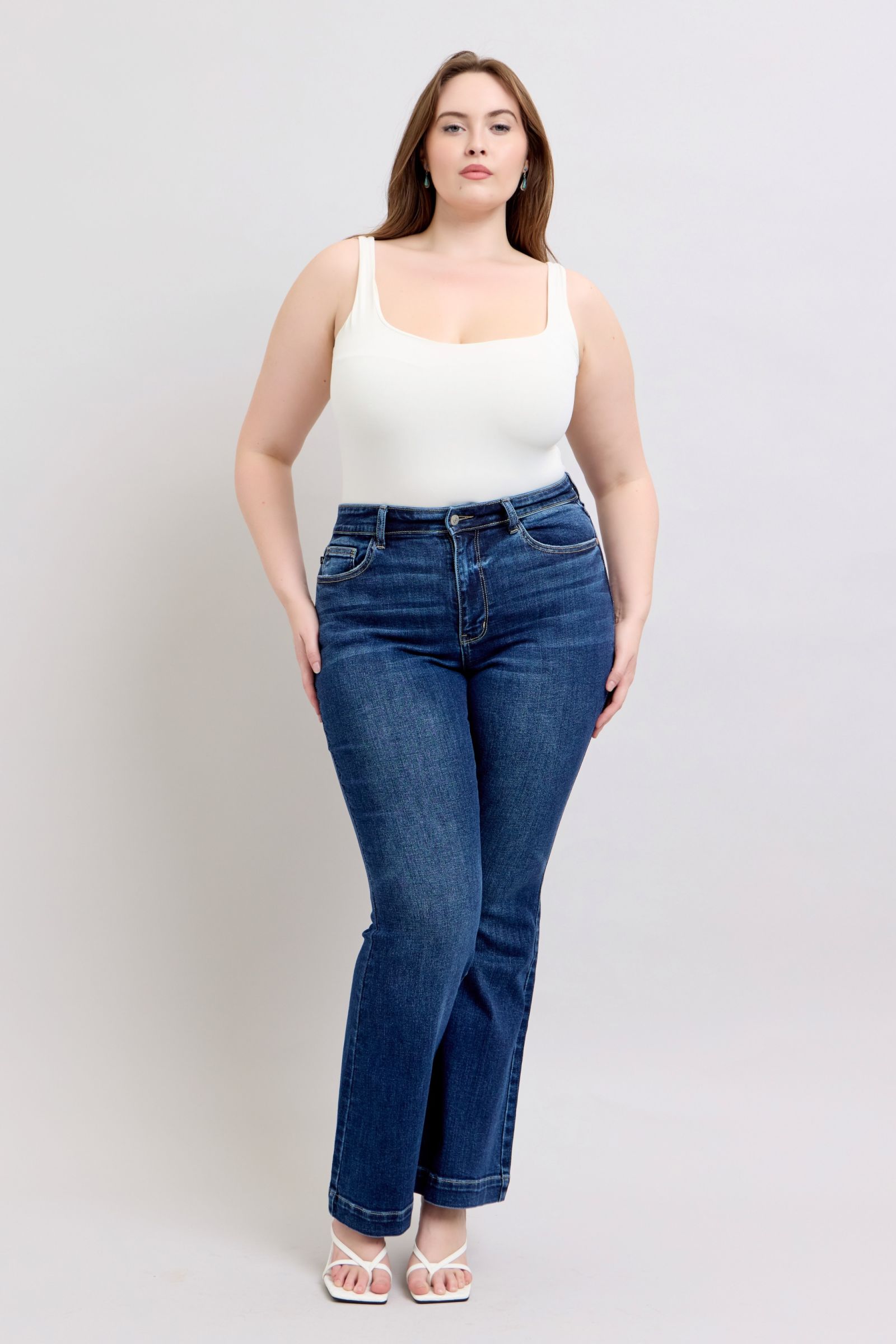 High Rise Jeans with Pockets Plus Size Denim