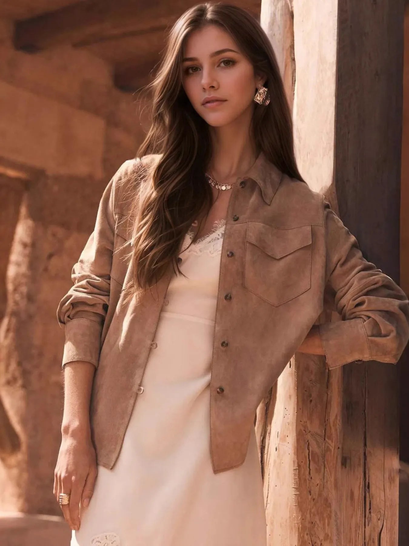 Button Front Long Sleeve Jacket