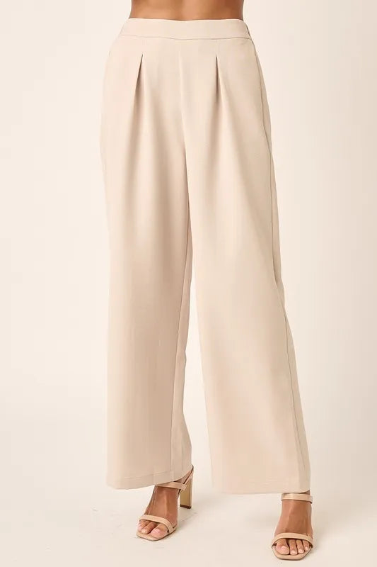 Pleat Detail Wide Leg Pants
