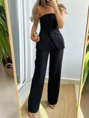 Sleeveless Tube Top and Pants Two-Piece Set