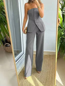 Sleeveless Tube Top and Pants Two-Piece Set