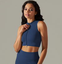 Women Zip Up Sports Bra