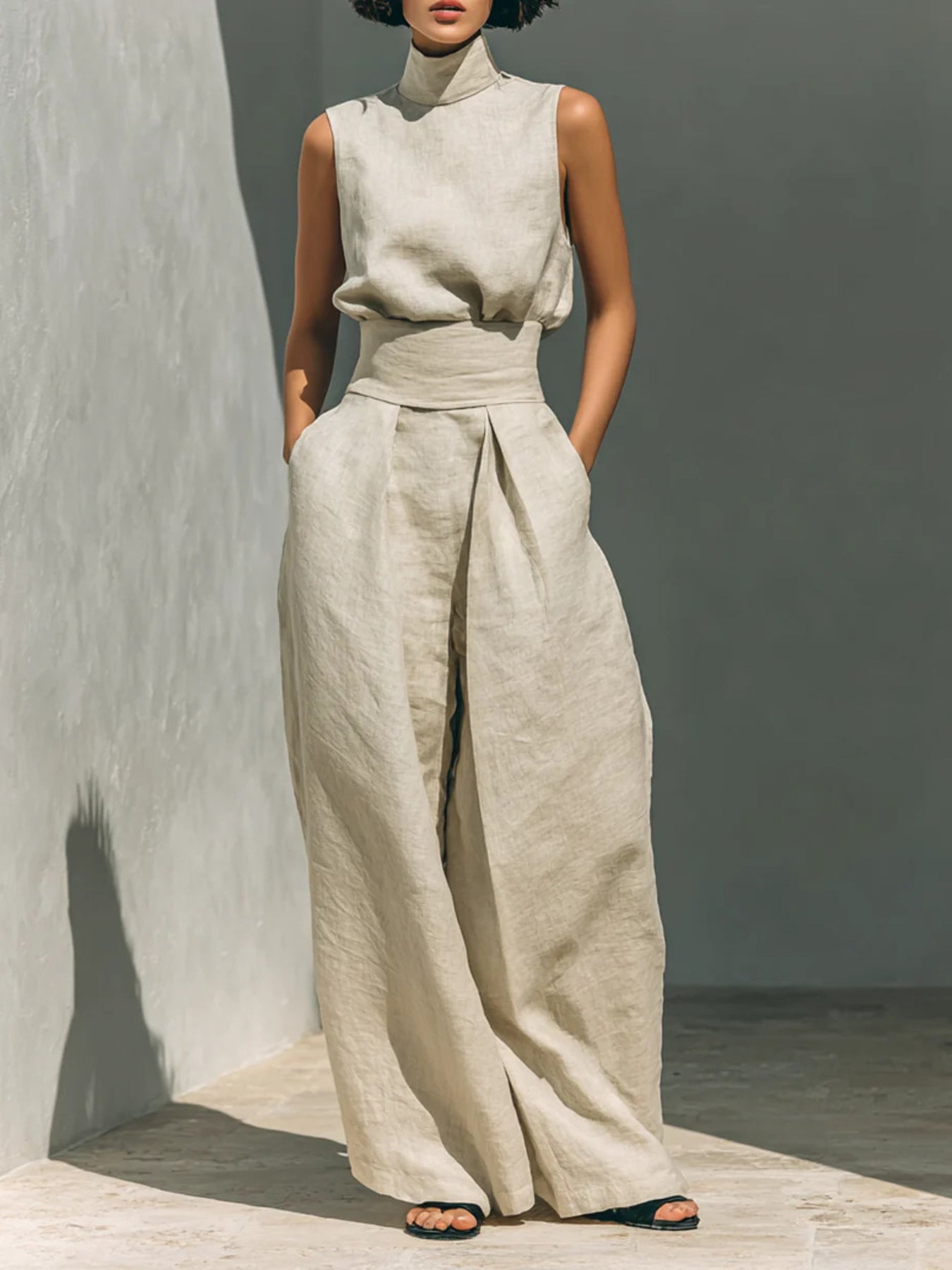 Turtleneck Top and Pants Set