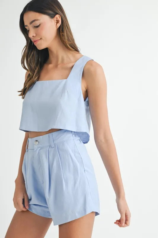 Sleeveless Crop Top and Shorts Set