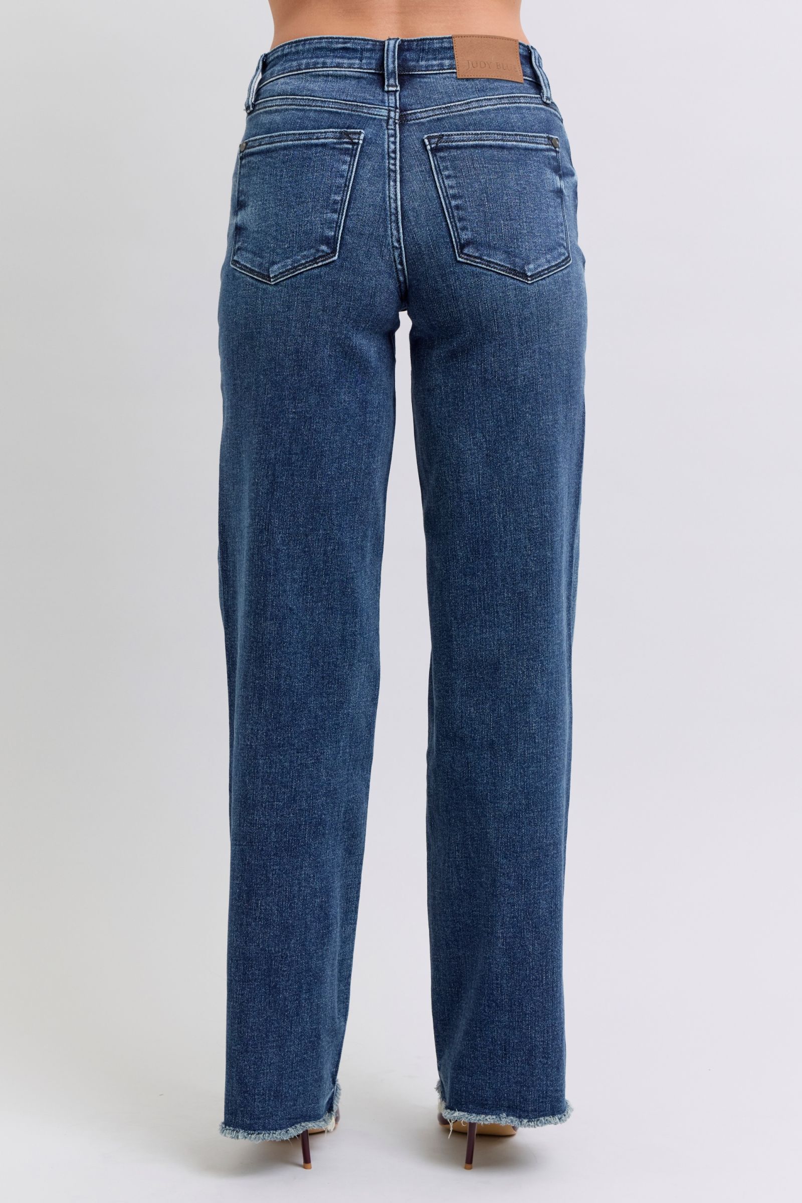 Judy Blue Full Size Raw Hem Mid Rise Jeans Denim