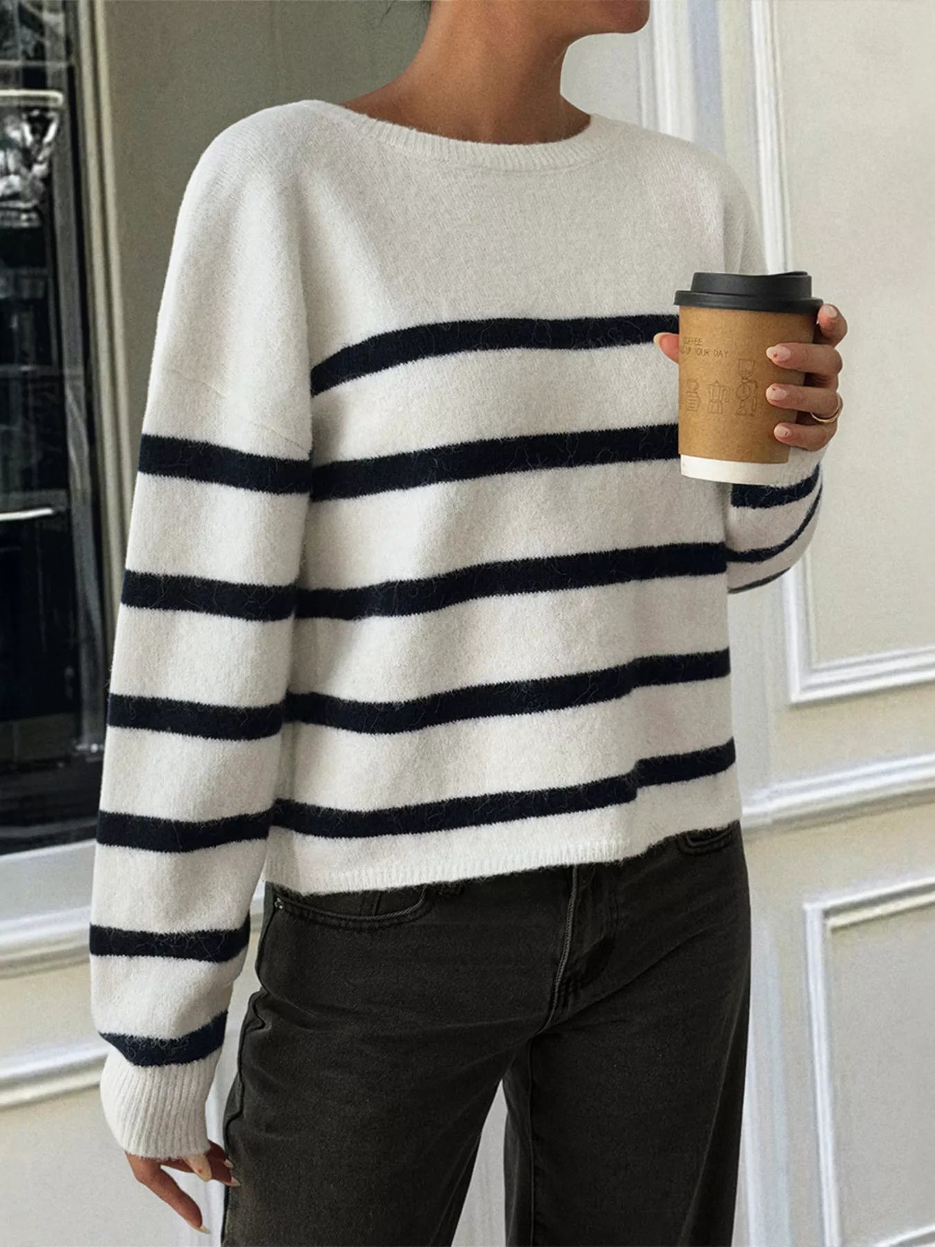 Striped Long Sleeve Knit Top