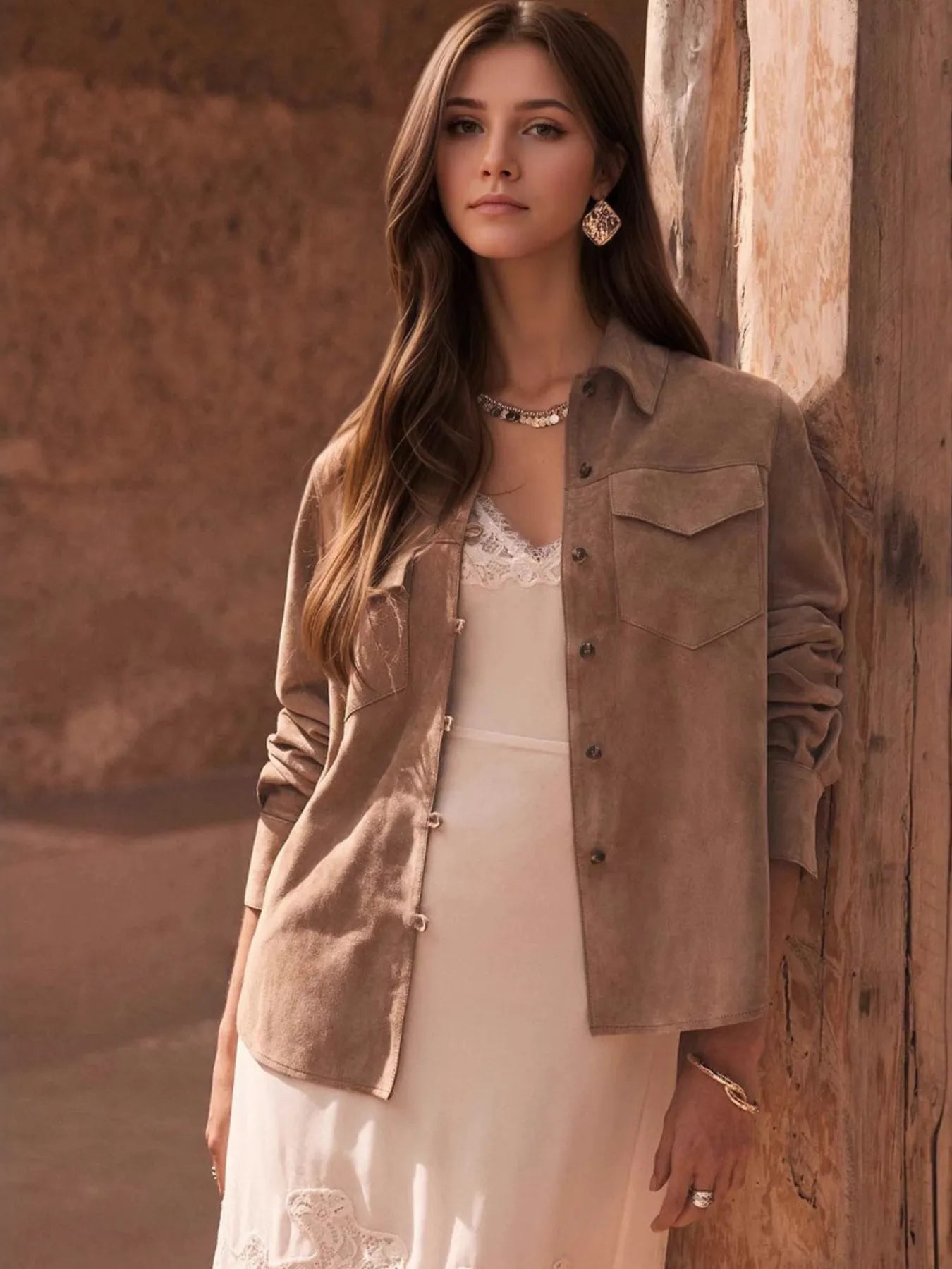 Button Front Long Sleeve Jacket