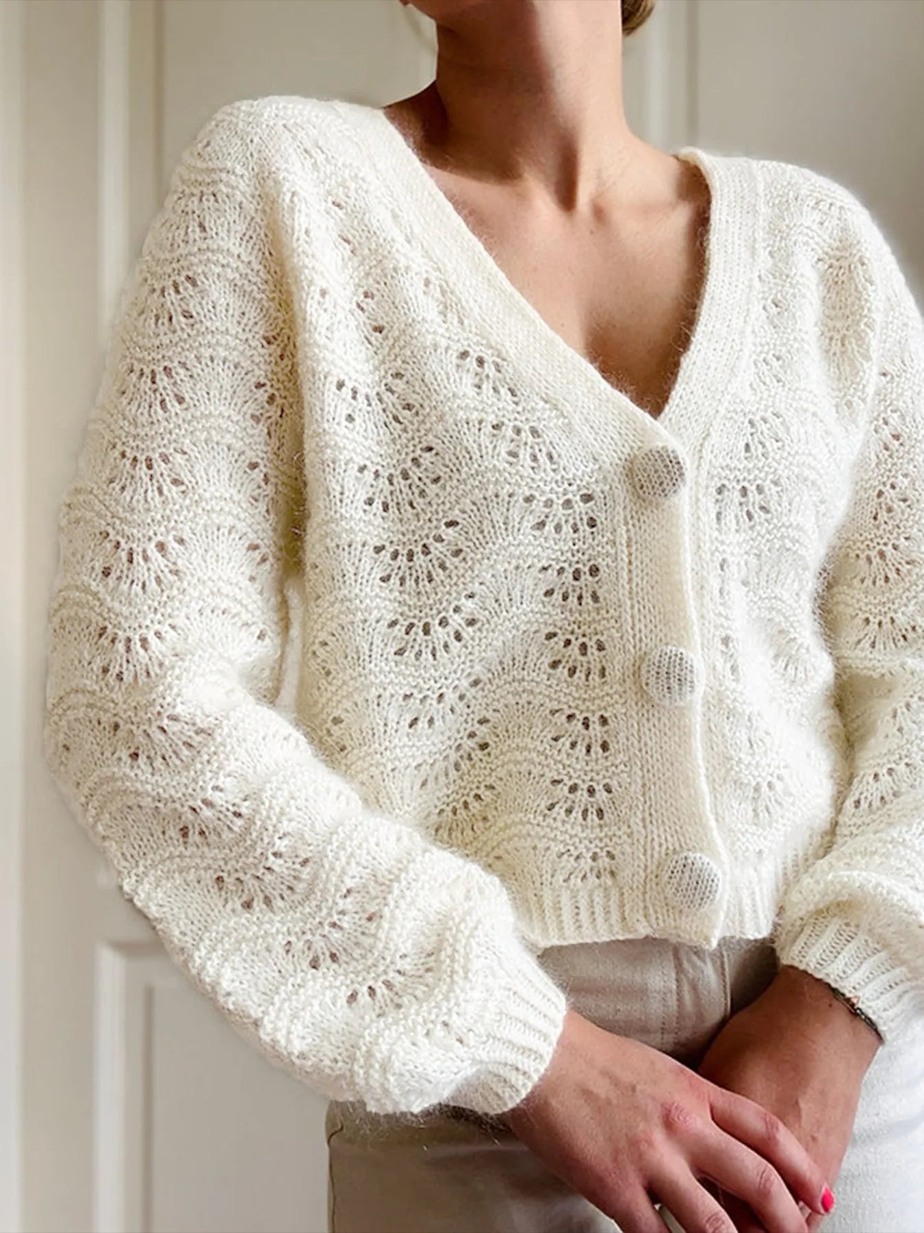 Openwork V-Neck Cardigan