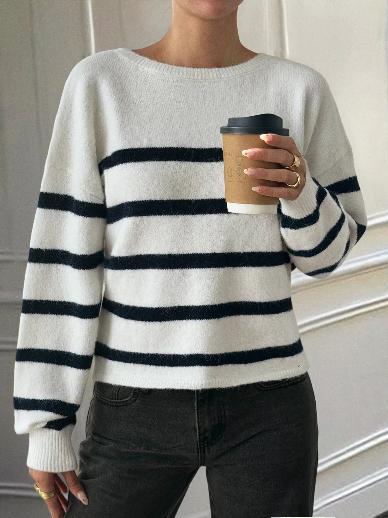 Striped Long Sleeve Knit Top