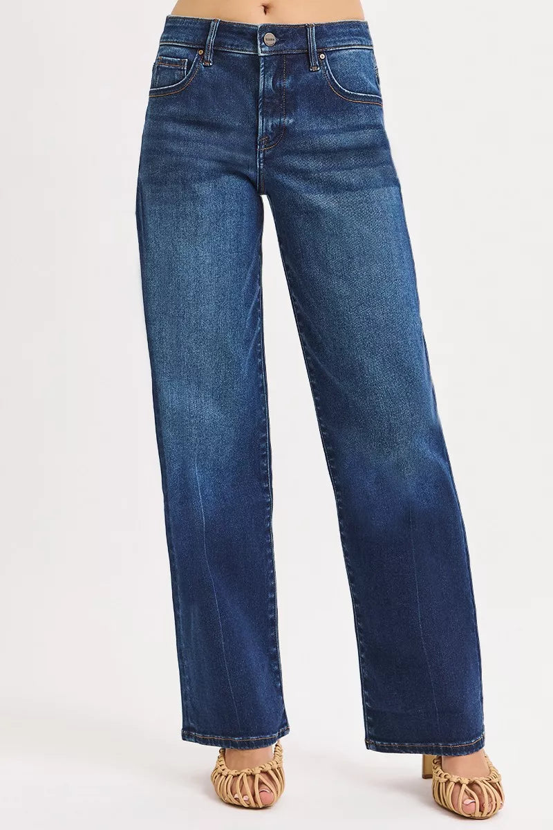 Mid Rise Wide Baggy Jeans Denim