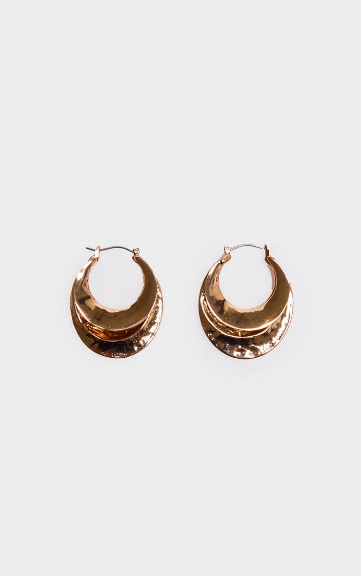 Gold Molten Ridge Hoop Earrings