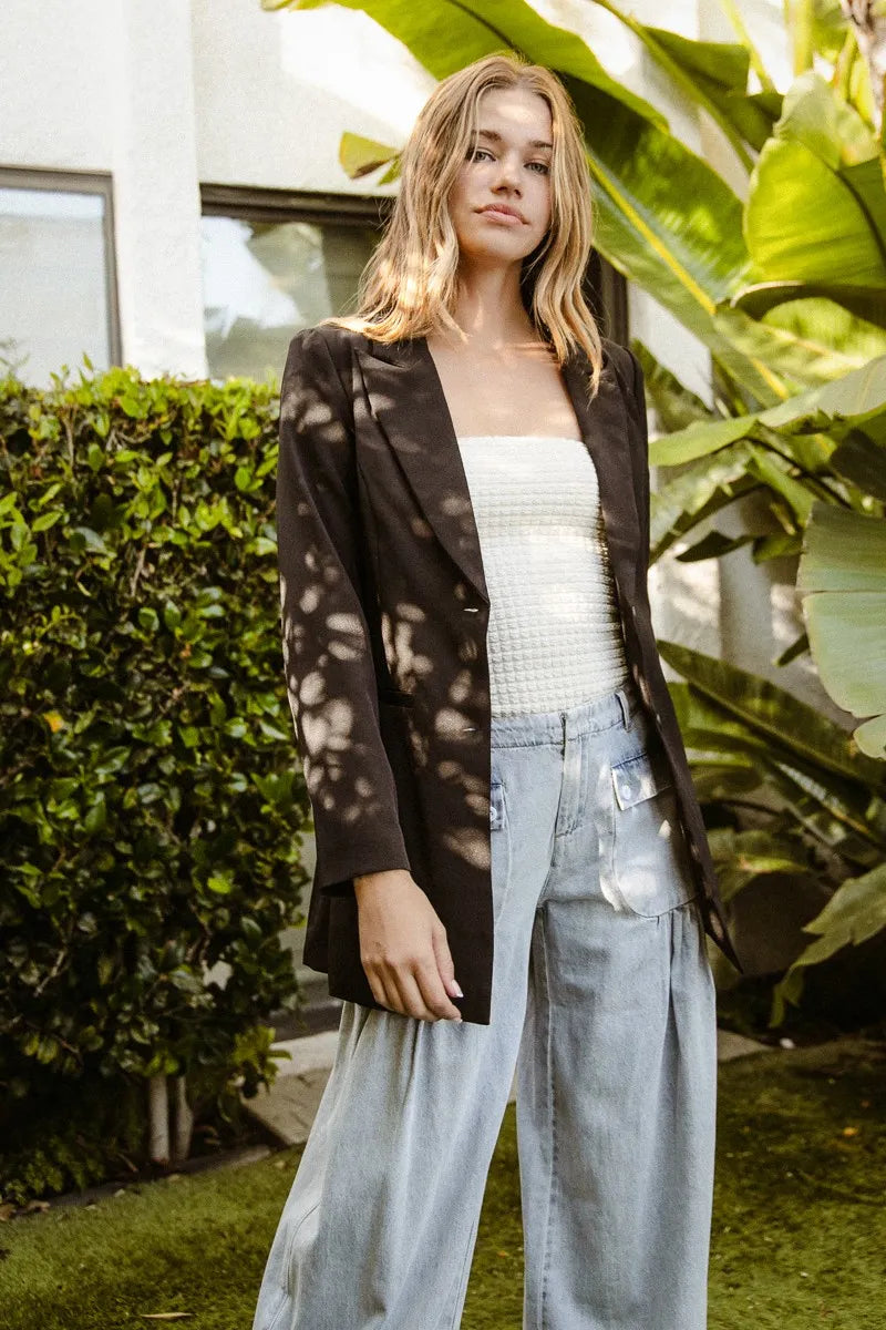 Single Brested Peaked Lapel Blazer