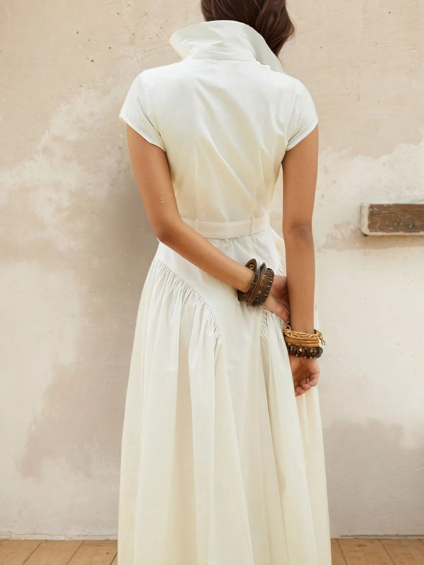 Button-Front Midi Shirt Dress